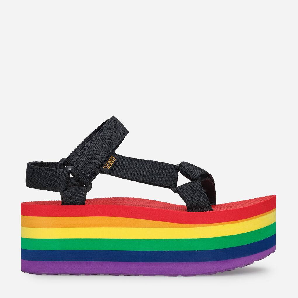 Teva Women's Flatform Universal Rainbow Pride Platform Sandals 3472-138 Black/Rainbow Sale UK